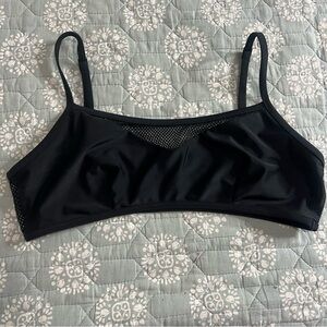 Black Mesh Detail Swim Top